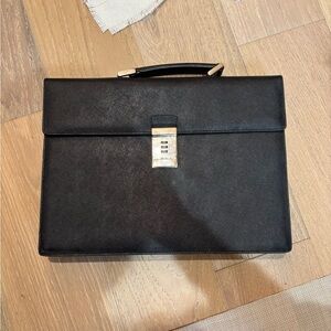 Prada VintageClassic Black Leather Briefcase with SilveHardware - Men's Work Bag